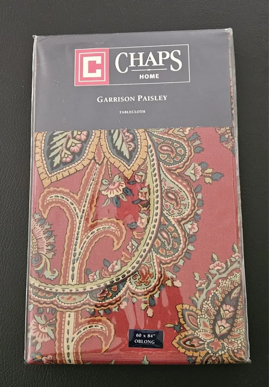 Lauren Ralph Lauren Tablecloth Oblong 60”x84”Garrison Paisley Red/Orange NEW